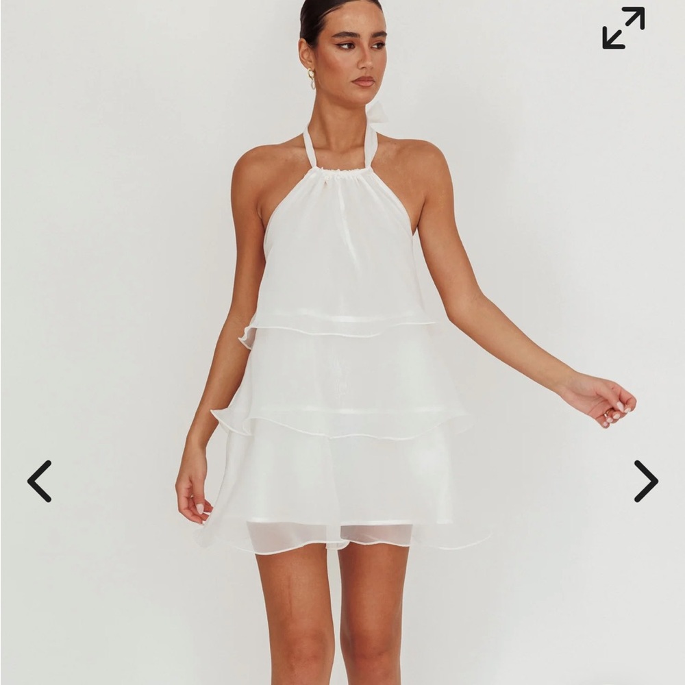 NEW Selfie Leslie Tulips Tiered Halterneck Mini Dress White XL